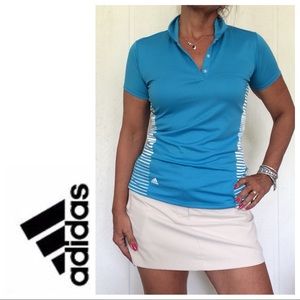 ADIDAS BLUE GRAPHIC POLO SHIRT SMALL